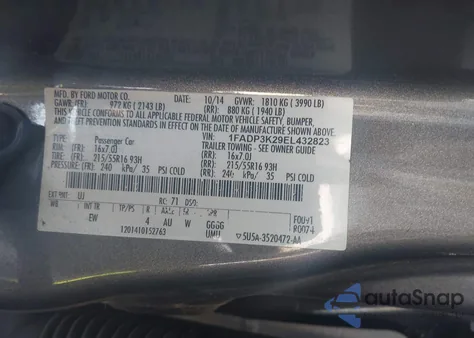 2014 Ford Focus Se from USA, damaged, VIN 1FADP3K29EL432823